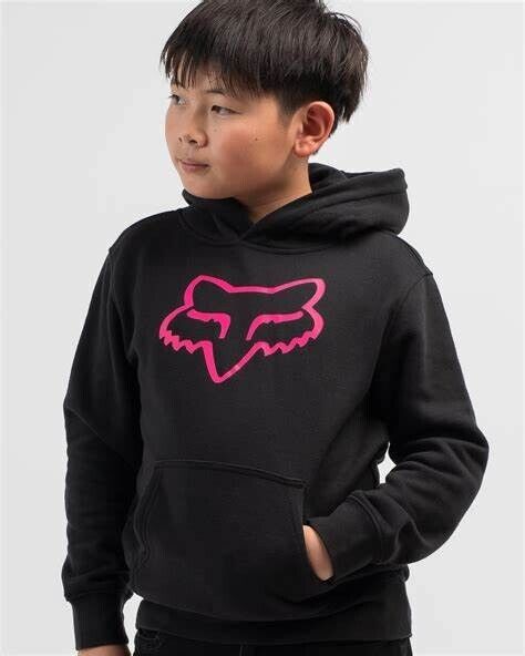 FOX YOUTH LEGACY PULLOVER FLEECE BLACK/PINK YL